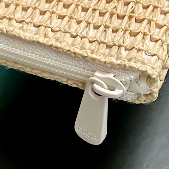 Dior Natural Beige Woven Pouch with Embroidered Logo - Picture 2 of 9